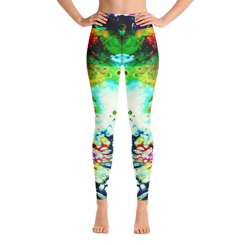 abstract paint yoga pants front